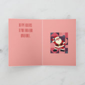 Santa Claus Waving Mid-Century Modern Holiday Fun Kaart (Binnen)