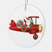 Santa Claus Waving on Biplane with Gifts Ornament (Links)