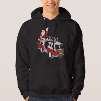 Santa Claus Waving On Fire Truck Firefighter Chris Hoodie