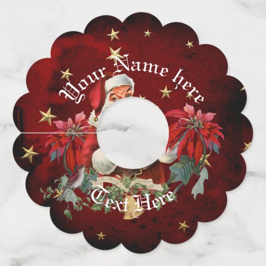 Santa Claus wens je een vrolijk kerstfeest toe Wijnglaslabel (Voorkant)