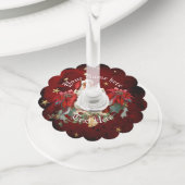 Santa Claus wens je een vrolijk kerstfeest toe Wijnglaslabel (Dichtbij)
