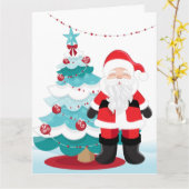 Santa Claus Wenskaart Kaart (Gele Bloem)