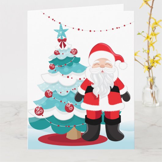 Santa Claus Wenskaart Kaart (Gele Bloem)