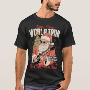 Santa Claus Wereldtour Koele Kerst Muziek Gitaar T-shirt
