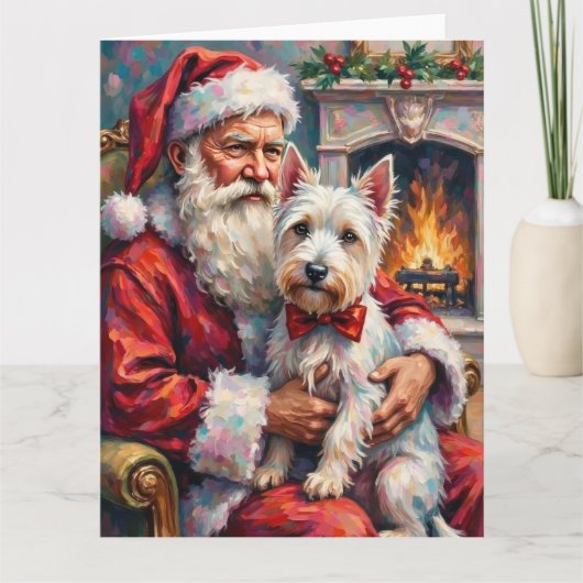 Santa Claus West Highland White Terrier Christmas Kaart (Voorkant)