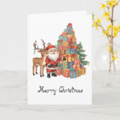Santa Claus whimsical Folded Greeting Card Kaart (Gele Bloem)