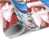 Santa Claus & White Pitbull Terrier Dog Cadeaupapier (Rol Hoek)