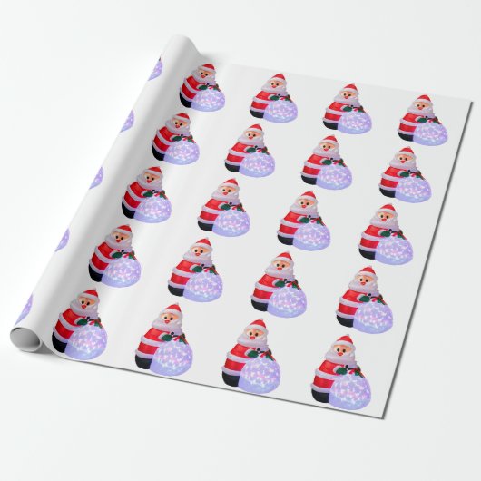 Santa Claus White Wrapping Paper Cadeaupapier (Uitgerold)