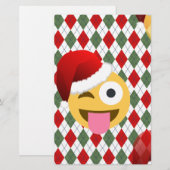 santa claus wink emoji briefpapier (Voorkant / Achterkant)