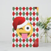 santa claus wink emoji briefpapier (Staand voorkant)
