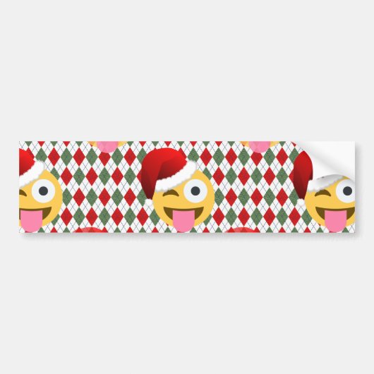 santa claus wink emoji bumpersticker (Voorkant)
