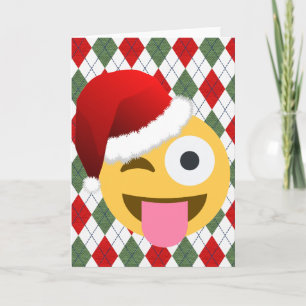 santa claus wink emoji feestdagen kaart