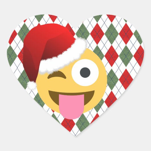 santa claus wink emoji hart sticker (Voorkant)
