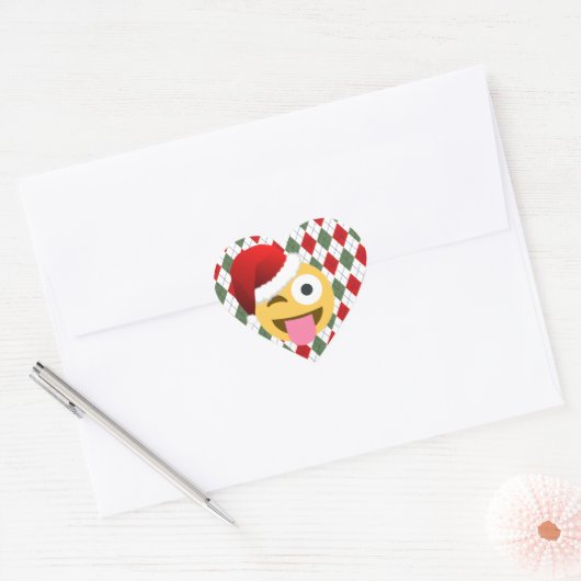 santa claus wink emoji hart sticker (Envelop)