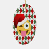 santa claus wink emoji keramisch ornament (Rechts)