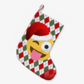 Santa Claus Wink Emoji Kerstmis Kous Kleine Kerstsok (Voorkant (Hangend))