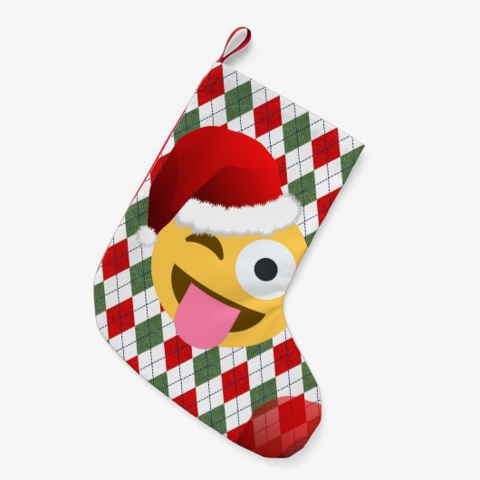 Santa Claus Wink Emoji Kerstmis Kous Kleine Kerstsok (Voorkant (Hangend))
