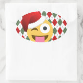 santa claus wink emoji ovale sticker (Tas)