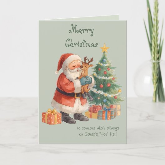 Santa Claus Wishes & whimsical Christmas Card Kaart (Voorkant)