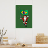 Santa Claus With Ensign Of Brazil Poster (Keuken)