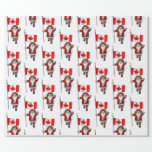 Santa Claus With Ensign Of Canada Cadeaupapier<br><div class="desc">background color can be change: CUSTOMIZE
 father christmas visiting the country in North America produdly waving the maple leaf banner</div>