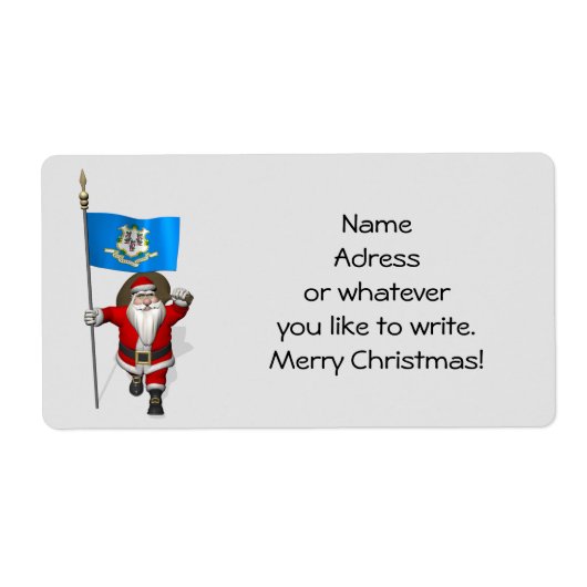 Santa Claus With Ensign Of Connecticut Etiket (Voorkant)