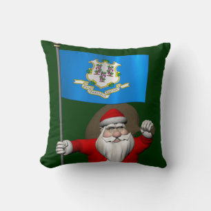 Santa Claus With Ensign Of Connecticut Kussen