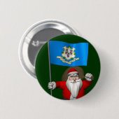 Santa Claus With Ensign Of Connecticut Ronde Button 5,7 Cm (Voorkant /achterkant)