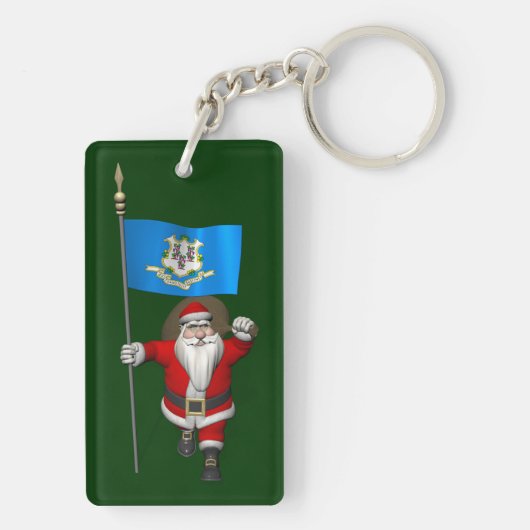 Santa Claus With Ensign Of Connecticut Sleutelhanger (achterkant)