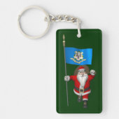 Santa Claus With Ensign Of Connecticut Sleutelhanger (Voorkant)