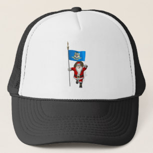 Santa Claus With Ensign Of Connecticut Trucker Pet