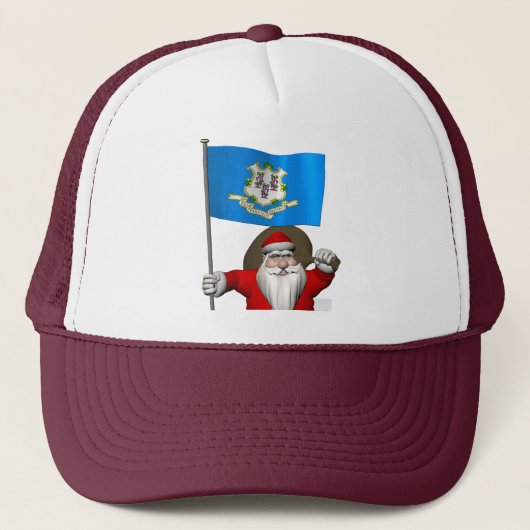 Santa Claus With Ensign Of Connecticut Trucker Pet (Voorkant)