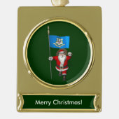 Santa Claus With Ensign Of Connecticut Verguld Banner Ornament (Voorkant)