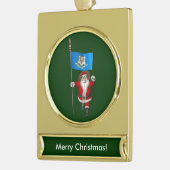 Santa Claus With Ensign Of Connecticut Verguld Banner Ornament (Links)