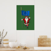 Santa Claus With Ensign Of European Union Poster (Keuken)