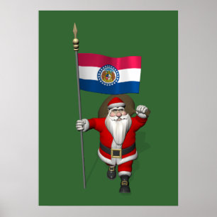 Santa Claus With Ensign Of Missouri Poster