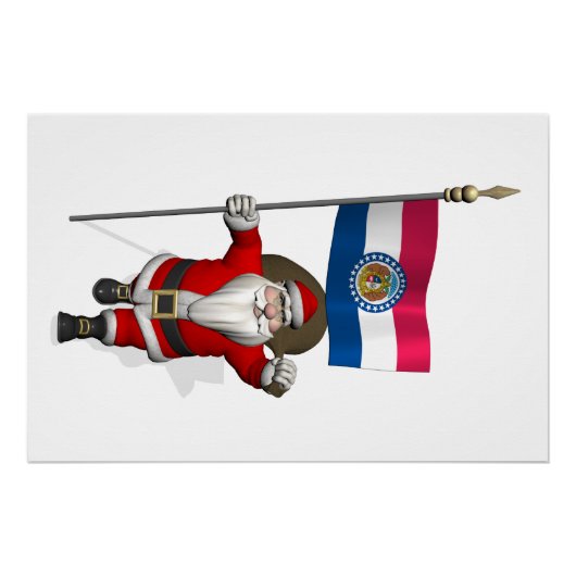 Santa Claus With Ensign Of Missouri Poster (Voorkant)