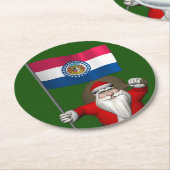 Santa Claus With Ensign Of Missouri Ronde Kartonnen Onderzetter (Gebogen)