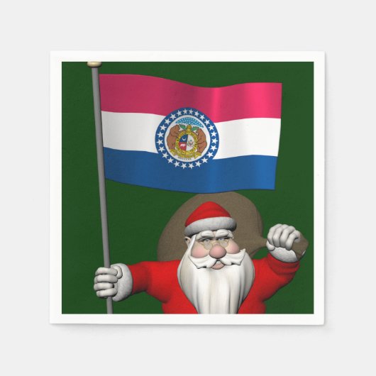 Santa Claus With Ensign Of Missouri Servetten (Voorkant)