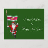 Santa Claus With Ensign Of Suriname Feestdagenkaart (Voorkant)