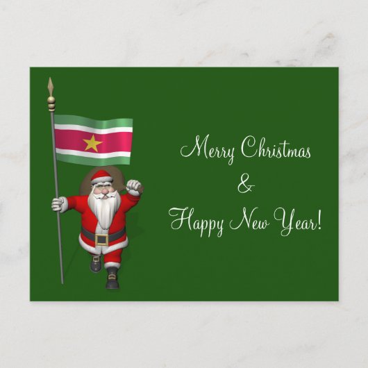 Santa Claus With Ensign Of Suriname Feestdagenkaart (Voorkant)