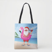Santa Claus with flamingo inflatable ring Tote Bag (Voorkant)