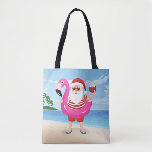 Santa Claus with flamingo inflatable ring Tote Bag (Voorkant)