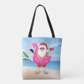 Santa Claus with flamingo inflatable ring Tote Bag (Achterkant)