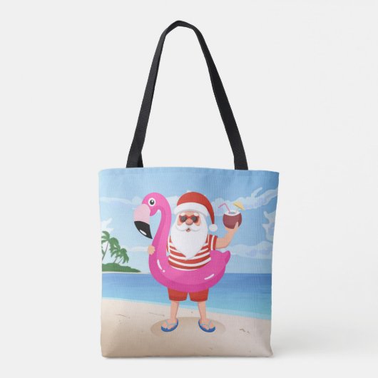 Santa Claus with flamingo inflatable ring Tote Bag (Achterkant)