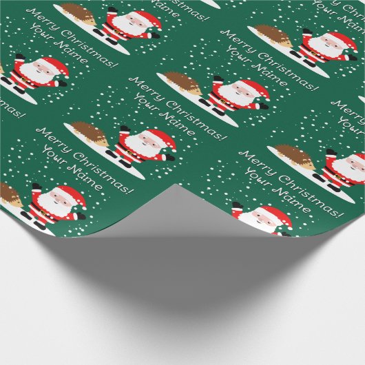Santa Claus with hedgehog cartoon kid's Christmas Cadeaupapier (Hoek)