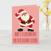 Santa Claus With His Hands On His Hips Being Jolly Kaart (Gele Bloem)