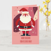 Santa Claus With His Hands On His Hips Being Jolly Kaart (Gele Bloem)