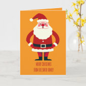 Santa Claus With His Hands On His Hips Being Jolly Kaart (Gele Bloem)