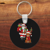 Santa Claus With Reindeer And Cool Christmas  Sleutelhanger (Voorkant)